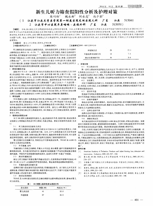 新生儿听力筛查假阳性分析及护理对策