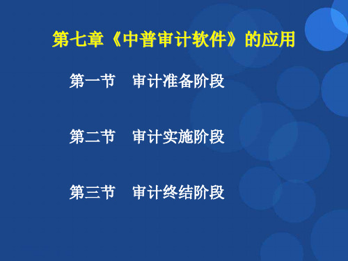 第七章《中普审计软件》应用