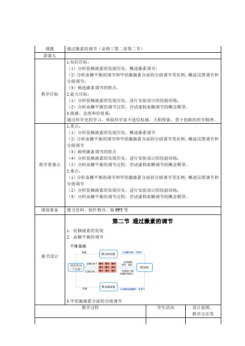 通过激素的调节教案