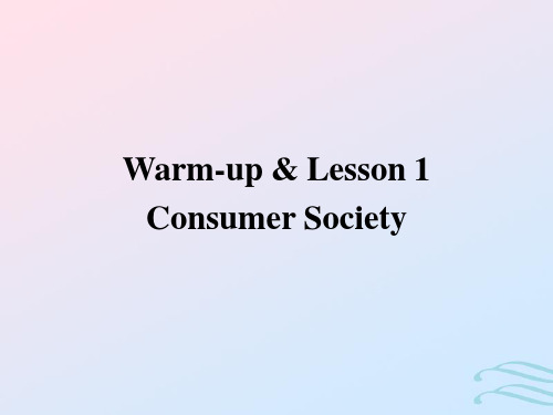 高中英语Unit24SocietyWarm-upLesson1ConsumerSociety课件北师