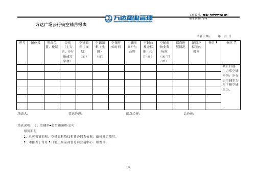 万达商业地产招商营运管理手册--招商管理   万达广场步行街空铺月报表 (1)