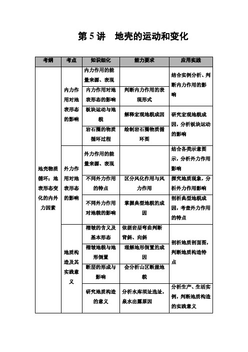 2021版高考地理(中图版)一轮复习学案：第1部分 第2章 第5讲 地壳的运动和变化