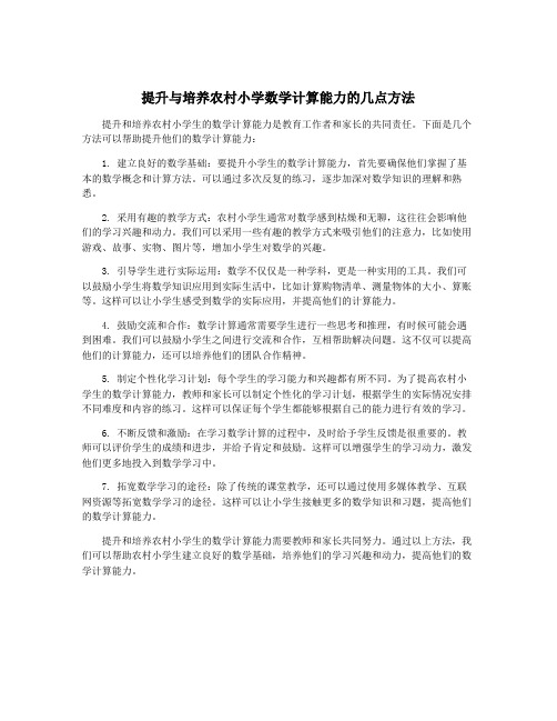 提升与培养农村小学数学计算能力的几点方法