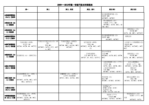 2009---2010年第一学期开放本科课程表(精)