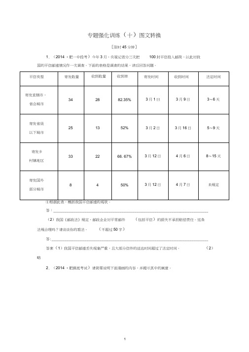 2015届高考语文总复习专题强化训练：(十)图文转换