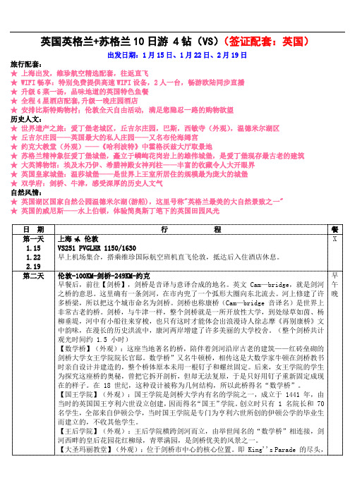 英国英格兰+苏格兰10日游4钻(VS)(签证配套英国)