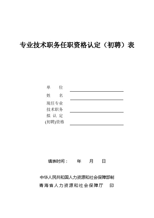 专业技术职务任职资格认定(初聘)表