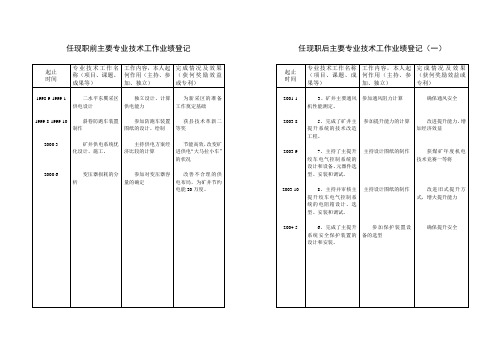 任现职前主要专业技术工作业绩登记