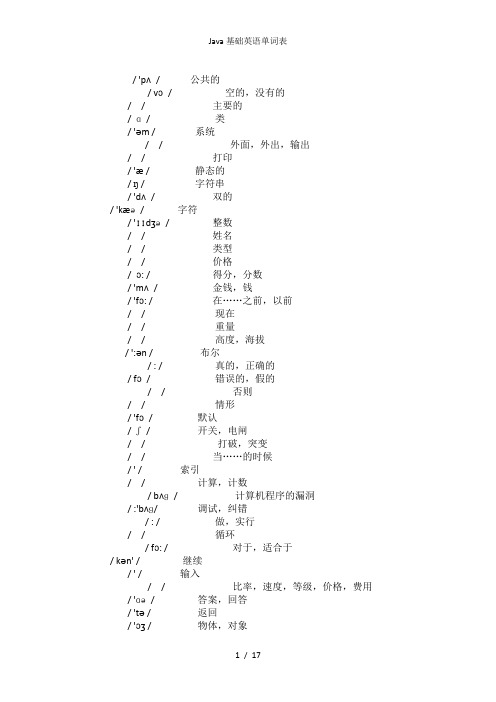 Java基础英语单词表