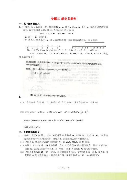 中考数学专题复习 专题三 新定义探究测试题