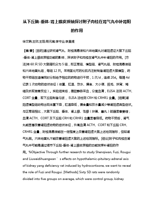 从下丘脑-垂体-肾上腺皮质轴探讨附子肉桂在肾气丸中补肾阳的作用