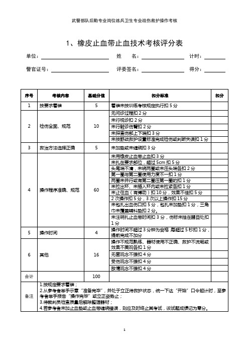 战伤救护操作考核评分表