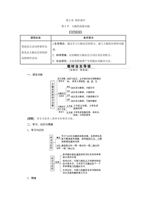 第2章 神经调节 第5节 人脑的高级功能