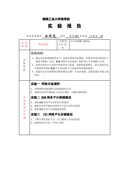 网络营销作业实验报告