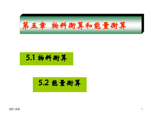 物料衡算和能量衡算