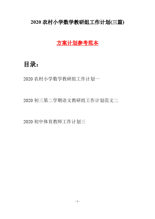 2020农村小学数学教研组工作计划(三篇)