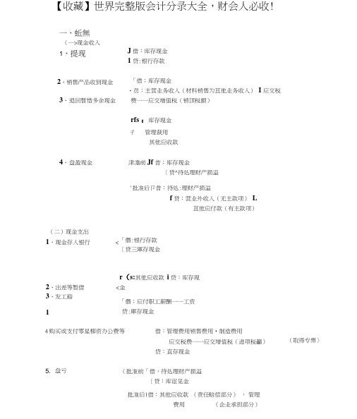 完整版会计分录大全-分录大全