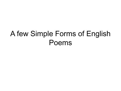 a few simple forms of english poems