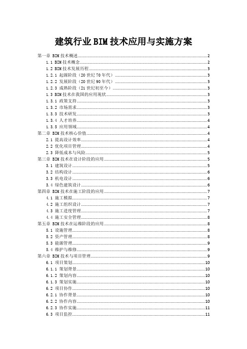 建筑行业BIM技术应用与实施方案