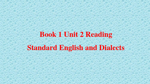 高中英语赛课课件 Standard English and Dialects 11