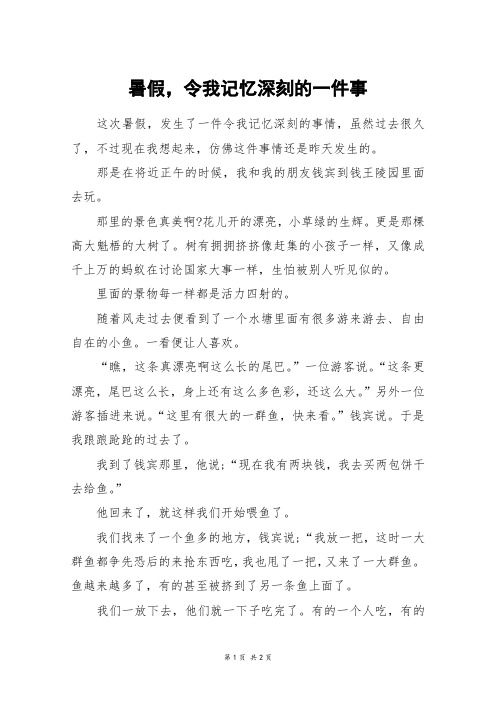 暑假,令我记忆深刻的一件事_初二作文