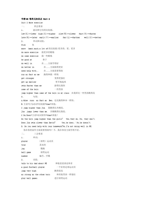 最新牛津6B 每单元知识点 Unit 2