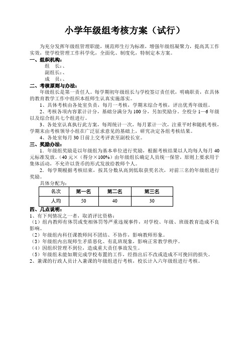 学校年级组考核方案