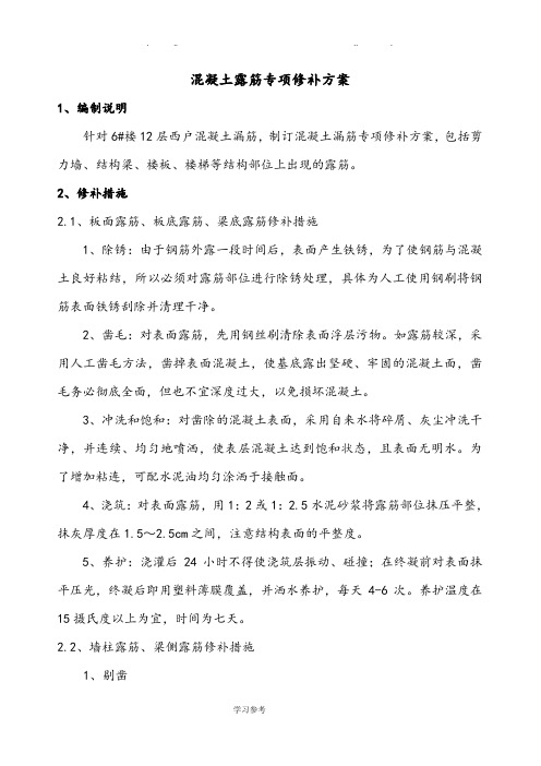 混凝土结构露筋专项修补方案