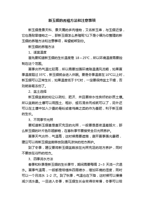 新玉缀的养殖方法和注意事项