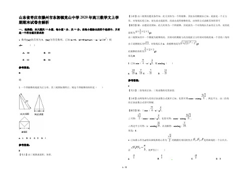 山东省枣庄市滕州市东郭镇党山中学2020年高三数学文上学期期末试卷含解析