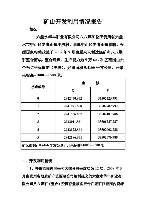 矿山开发利用情况报告