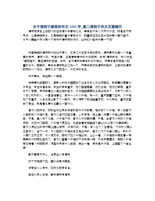 关于清明节感受的作文1000字_高二清明节作文五篇精选