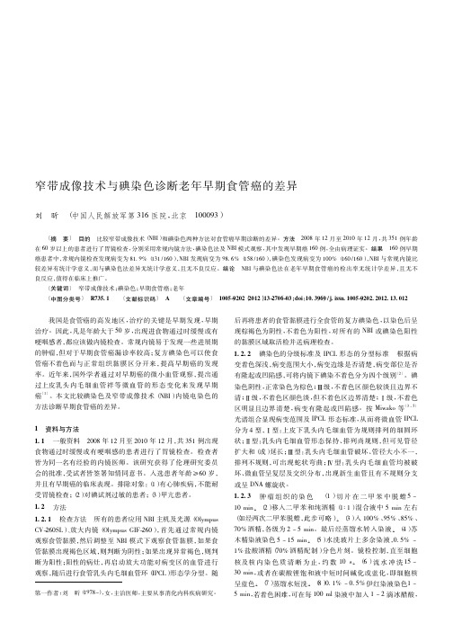 窄带成像技术与碘染色诊断老年早期食管癌的差异