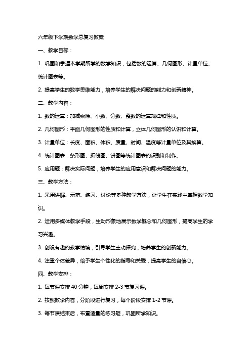 六年级下学期数学总复习教案