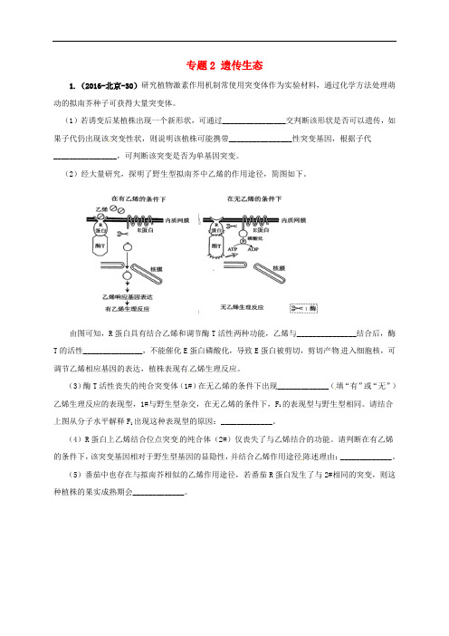 高考生物三轮复习 专题2 遗传生态真题集训