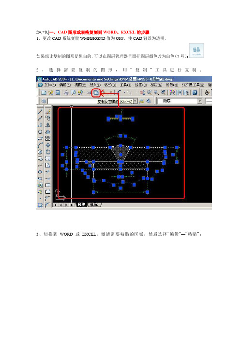 CAD图形或表格复制到WORD、EXCEL的步骤