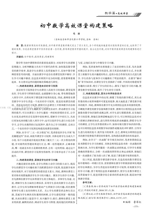 初中数学高效课堂构建策略