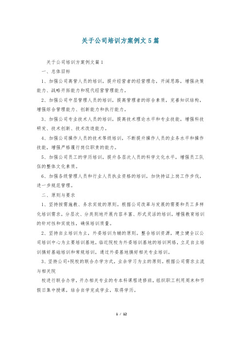 关于公司培训方案例文5篇