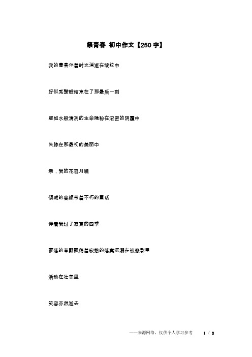 祭青春 初中作文【250字】