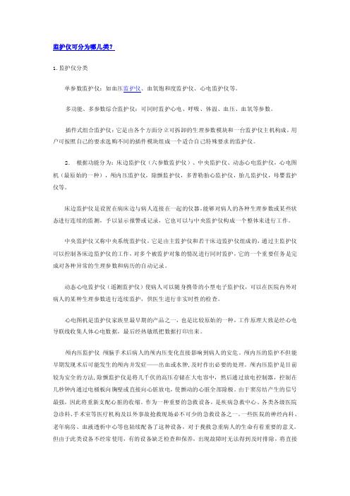 监护仪可分为哪几类