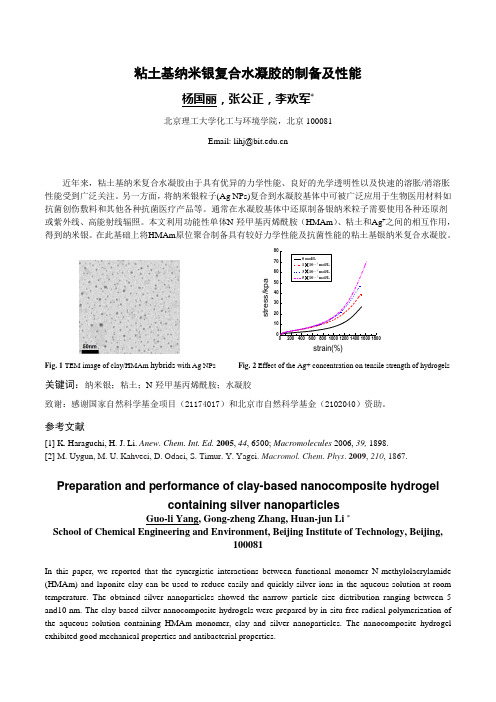 粘土基纳米银复合水凝胶的制备及性能