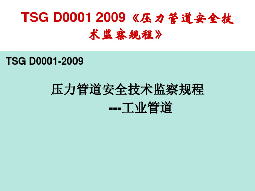 TSG D0001 2009《压力管道