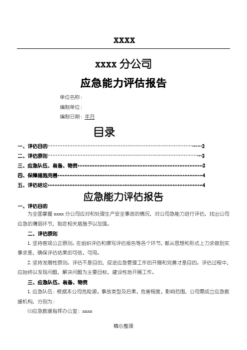 XX公司应急能力评估报告