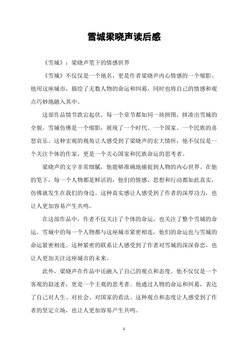 雪城梁晓声读后感