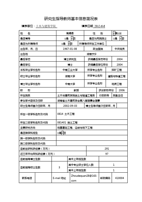 长沙理工大学岩土导师介绍周德泉