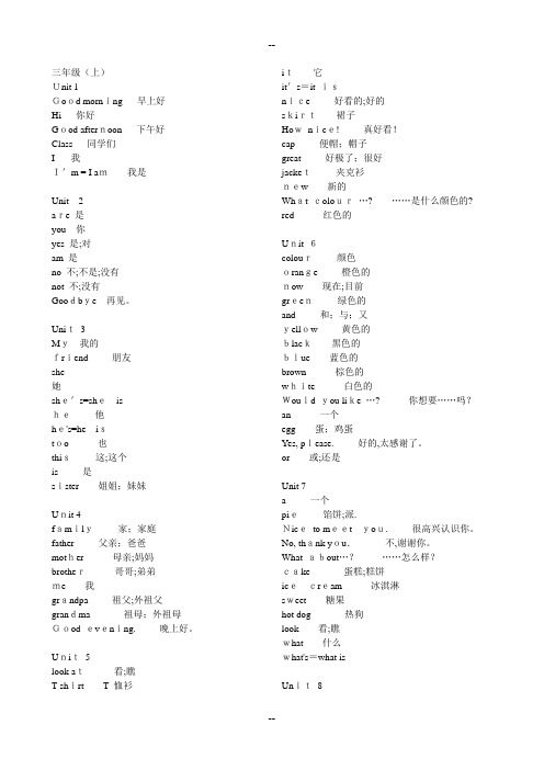 新苏教版小学英语三年级-六年级单词汇总(译林版)