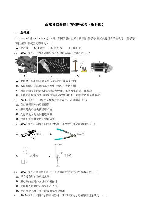 山东省临沂市中考物理试卷(解析版)