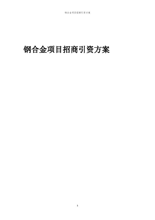 2023年钢合金项目招商引资方案