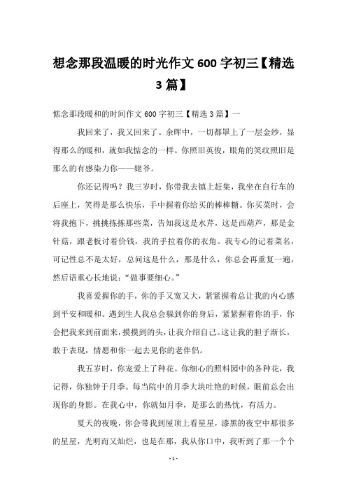 想念那段温暖的时光作文600字初三【3篇】