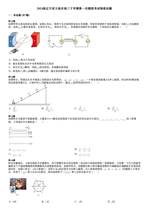 2024届辽宁省大连市高三下学期第一次模拟考试物理试题